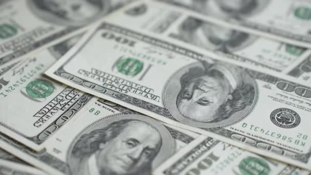 Moneda Estadounidense Primer Plano Los Billetes Cien Dólares — Vídeos de Stock