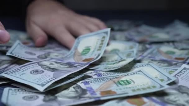 Monnaie Américaine Gros Plan Sur Des Billets Cent Dollars — Video