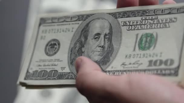 Billetes Cien Dólares Moneda Estadounidense — Vídeo de stock