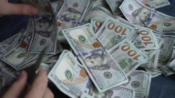 Billetes Cien Dólares Moneda Los — Vídeo de stock