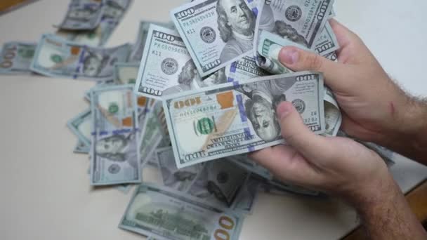 Notas Cem Dólares Moeda Dos Eua — Vídeo de Stock