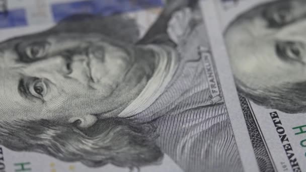 Amerikan Para Birimine Yakın Çekim 100 Dolarlık Banknotlar — Stok video