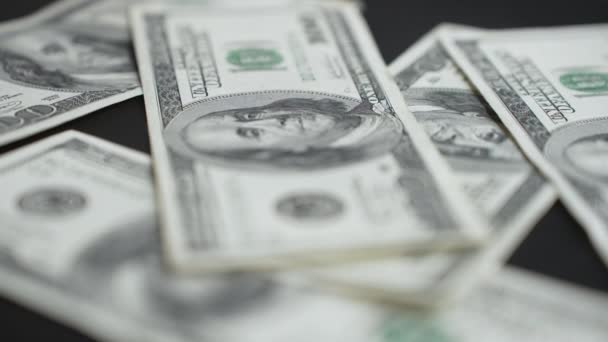 Amerikai Valuta Közelkép 100 Dolláros Bankjegyek — Stock videók
