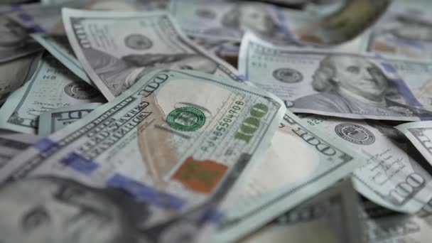 Primer Plano Moneda Estadounidense Billetes Cien Dólares — Vídeos de Stock