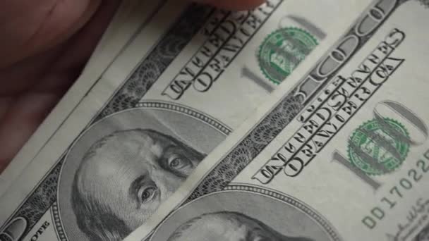 Detailní Záběr Americké Měny Stodolarové Bankovky — Stock video