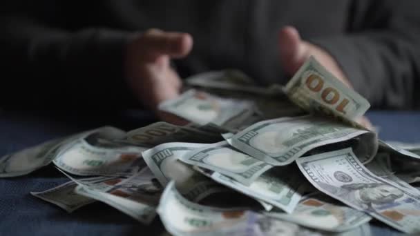 Nærbilde Amerikansk Valuta Hundre Dollarregninger – stockvideo