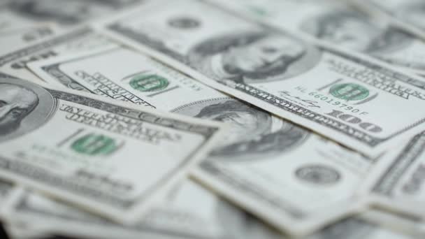 Amerikai Valuta Közelkép 100 Dolláros Bankjegyek — Stock videók
