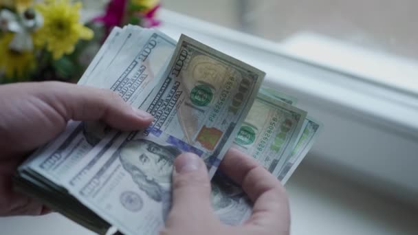 Geld Hundert Dollar Scheine Der Währung — Stockvideo