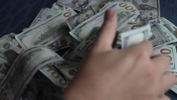 Гроші Сто Доларових Купюр Американської Валюти — стокове відео