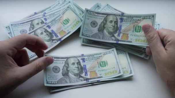 Dinero Billetes Cien Dólares Moneda Estadounidense — Vídeos de Stock