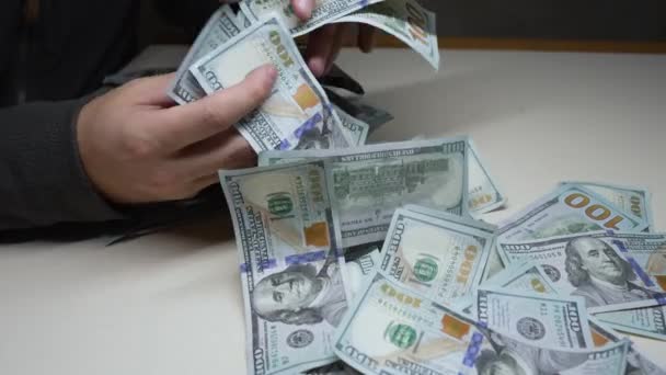 Geld Hundert Dollar Scheine Der Währung — Stockvideo