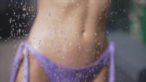 Encantadora Mujer Sexy Bañándose Ducha — Vídeos de Stock