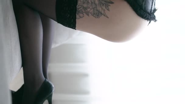 Mulher Bela Lingerie Sexy Vídeo Vertical — Vídeo de Stock