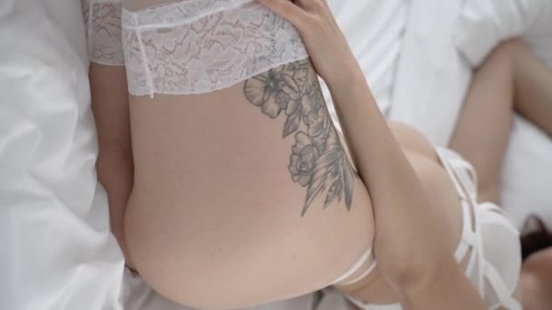 Vertikální Video Dívka Svůdném Erotickém Sexy Spodní Prádlo Zpomalený Pohyb — Stock video