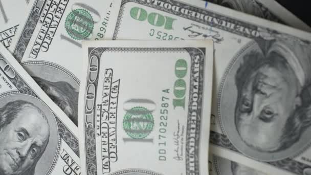 Доллары Крупный План Американской Валюты — стоковое видео