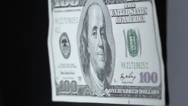 Американская Валюта Доллары Купюрах Сто Долларов — стоковое видео