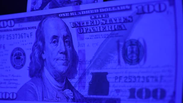 Moneda Estadounidense Dólares Billetes Cien Dólares — Vídeos de Stock