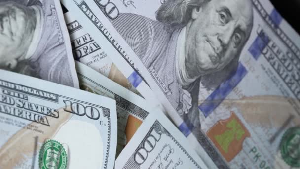 Bargeld Amerikanische Dollars Hundert Dollar Scheinen — Stockvideo