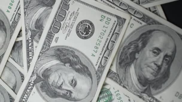 Efectivo Dólares Estadounidenses Billetes Cien Dólares — Vídeos de Stock