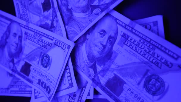 Uang Dolar Amerika Serikat Dalam Bentuk Uang Kertas Ratusan Dolar — Stok Video