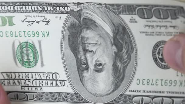 Μετρητά Αμερικάνικα Δολάρια Χαρτονομίσματα Των 100 Δολαρίων — Αρχείο Βίντεο