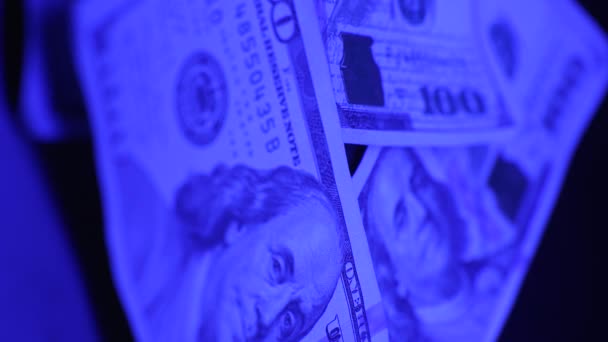 Vídeo Vertical Billetes Cien Dólares Primer Plano — Vídeo de stock