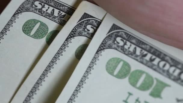 Vídeo Vertical Billetes Cien Dólares Primer Plano — Vídeo de stock