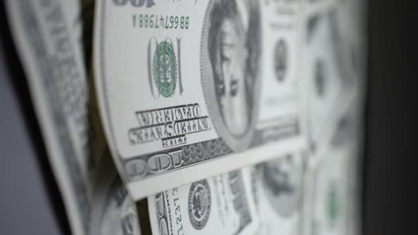 Vídeo Vertical Billetes Cien Dólares Primer Plano — Vídeos de Stock