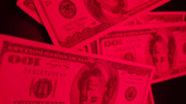 Vertikální Video Detailní Záběr Amerických Dolarů — Stock video