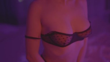 Seksi iç çamaşırlı şehvetli güzel kadın.