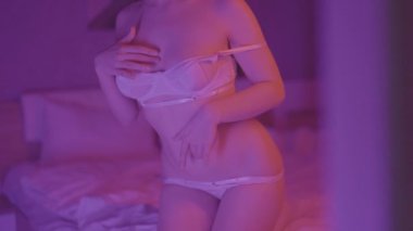 Güzel seksi iç çamaşırlı çekici kız.