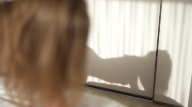 Baştan çıkarıcı seksi iç çamaşırlı güzel kız, ağır çekimde.