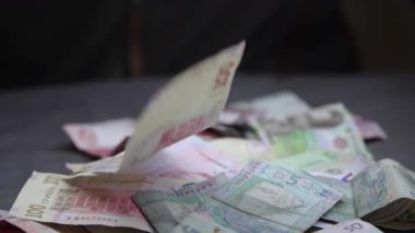 Hryvnia - Ukrayna 'nın ulusal para birimi, yakın plan.