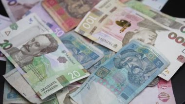 Hryvnia - Ukrayna 'nın ulusal para birimi, yakın plan.
