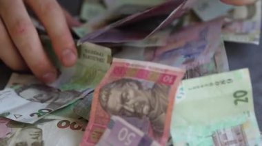 Hryvnia - Ukrayna 'nın ulusal para birimi, yakın plan.