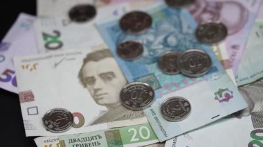 Hryvnia - Ukrayna 'nın ulusal para birimi, yakın plan.