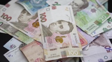 Hryvnia - Ukrayna 'nın ulusal para birimi, yakın plan.