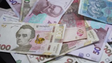 Hryvnia - Ukrayna 'nın ulusal para birimi, yakın plan.
