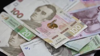 Hryvnia - Ukrayna 'nın ulusal para birimi, yakın plan.