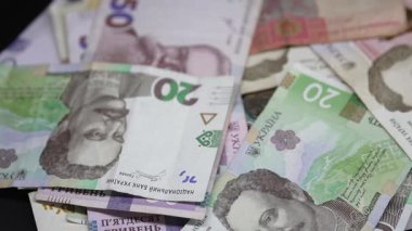 Hryvnia - Ukrayna 'nın ulusal para birimi, yakın plan.