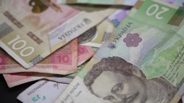 Hryvnia - Ukrayna 'nın ulusal para birimi, yakın plan.