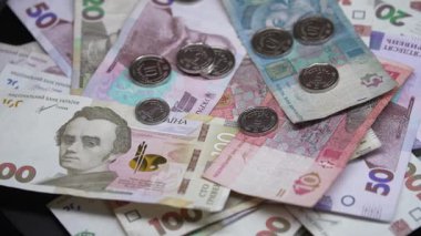 Hryvnia - Ukrayna 'nın ulusal para birimi, yakın plan.