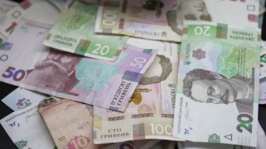 Hryvnia - Ukrayna 'nın ulusal para birimi, yakın plan.