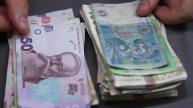 Hryvnia - Ukrayna 'nın ulusal para birimi, yakın plan.