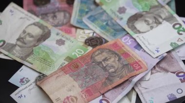 Hryvnia - Ukrayna 'nın ulusal para birimi, yakın plan.