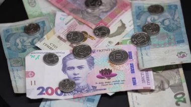 Hryvnia - Ukrayna 'nın ulusal para birimi, yakın plan.