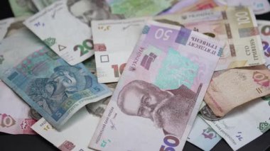 Hryvnia - Ukrayna 'nın ulusal para birimi, yakın plan.