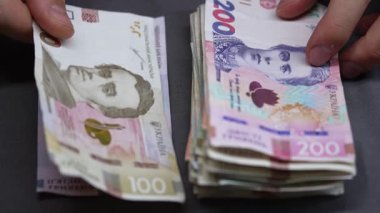 Hryvnia - Ukrayna 'nın ulusal para birimi, yakın plan.