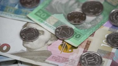 Hryvnia - Ukrayna 'nın ulusal para birimi, yakın plan.