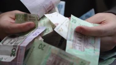 Hryvnia - Ukrayna 'nın ulusal para birimi, yakın plan.